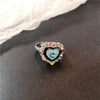 Punk Crystal Heart Butterfly Geometric Ring