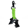 Clip táctico de guante negro para cinturón de herramientas y bolso con cordón verde lima brillante