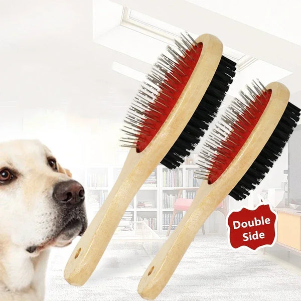 Wooden Double-Sided Pet Grooming Comb