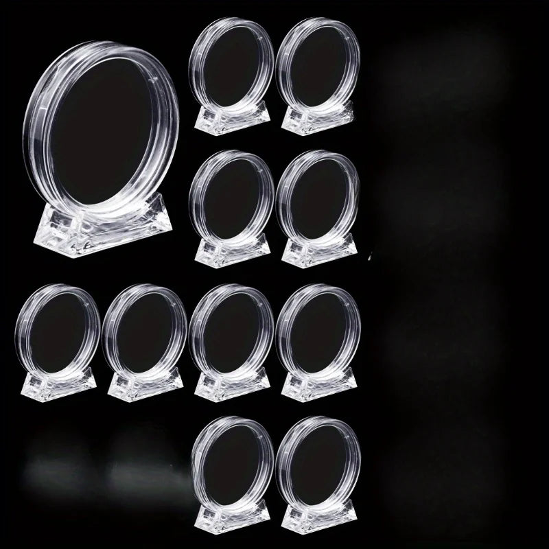 Transparent Coin Display Holders with Stands (10-Pack)