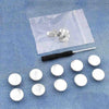 A clear plastic bag contains a kit of instant no-sew snap buttons and various sizes for repairing loose jeans.