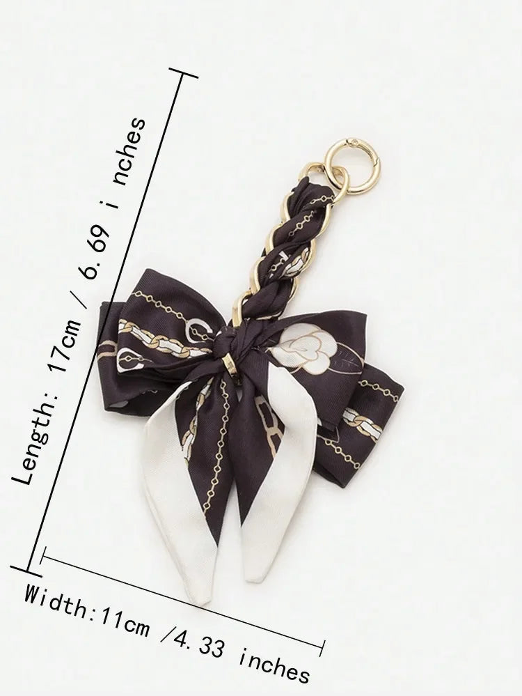 Elegant Bow Chain Bag Strap with Hanging Charm