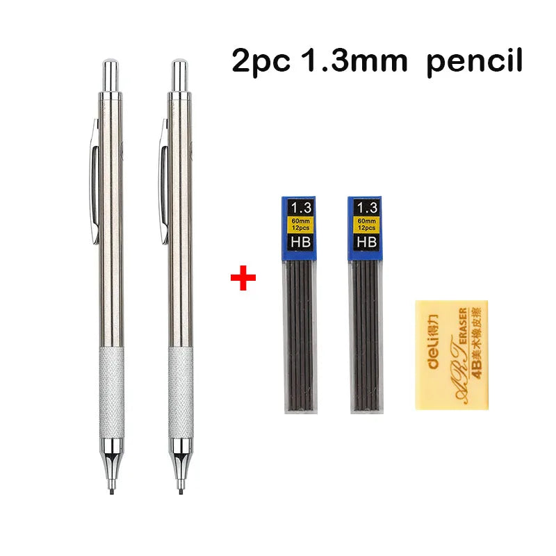 Two 1.3mm HB mechanical pencils in a set with yellow packaging.