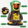 A green and brown duck shooting target game with a transparent belly, showing various components like the induction duck tong