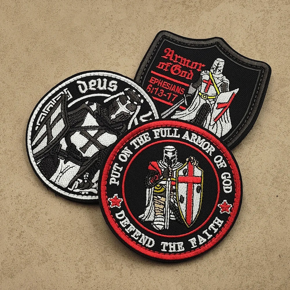 Knights Templar Cross Patch with Hook and Loop Backing
