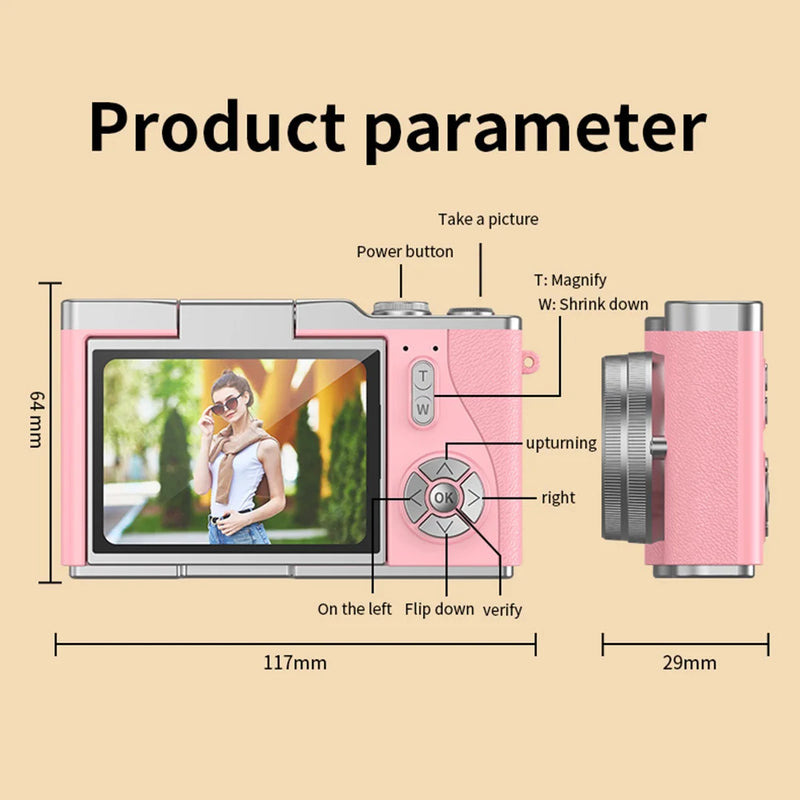 4K Digital Camera with 2.4-Inch Flip Screen and 48MP Sensor