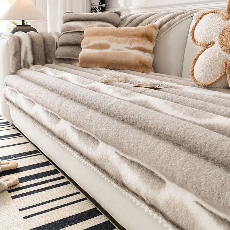 Plush Velvet Padded Sofa Cover with Non-Slip Backing