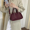 Vintage Croc-Embossed Mini Boston Bag with Dual Straps