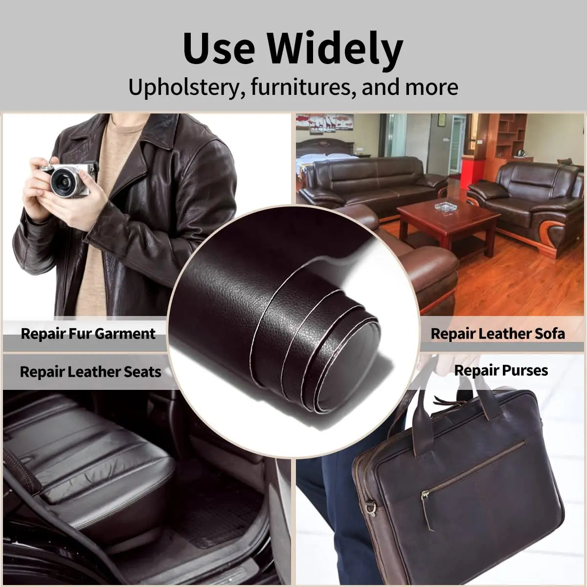 Self-Adhesive Leather Repair Patch Tape for Sofas, Car Seats & More