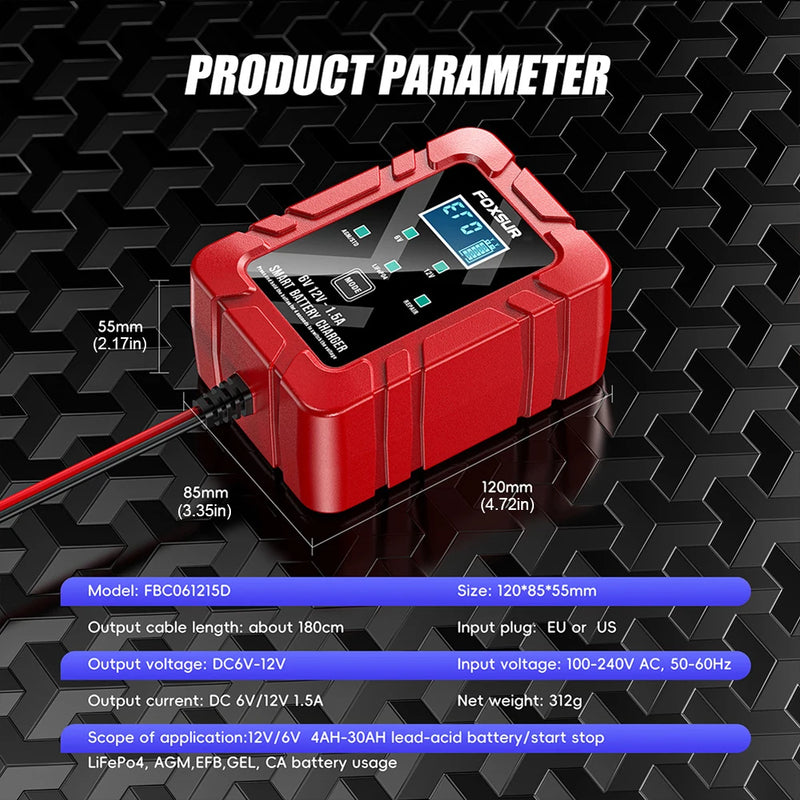 Smart 6V/12V Battery Maintainer & Trickle Charger