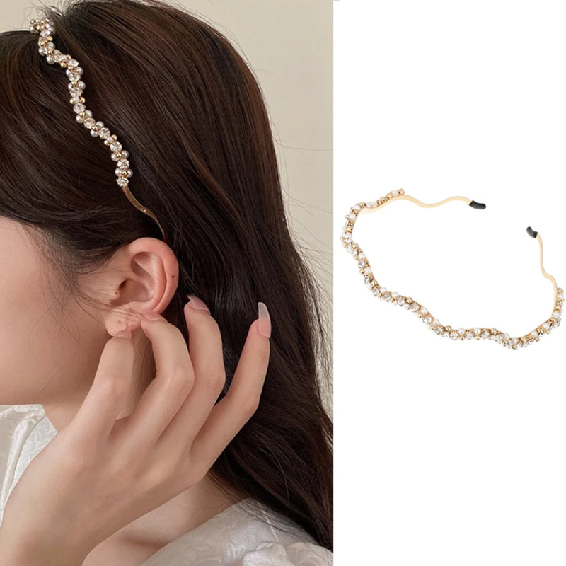 Pearl & Rhinestone Wavy Headband