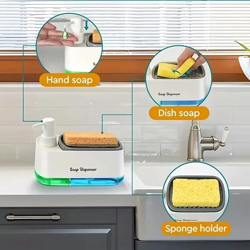 3-in-1 Kitchen Soap Dispenser Set with Sponge Holder