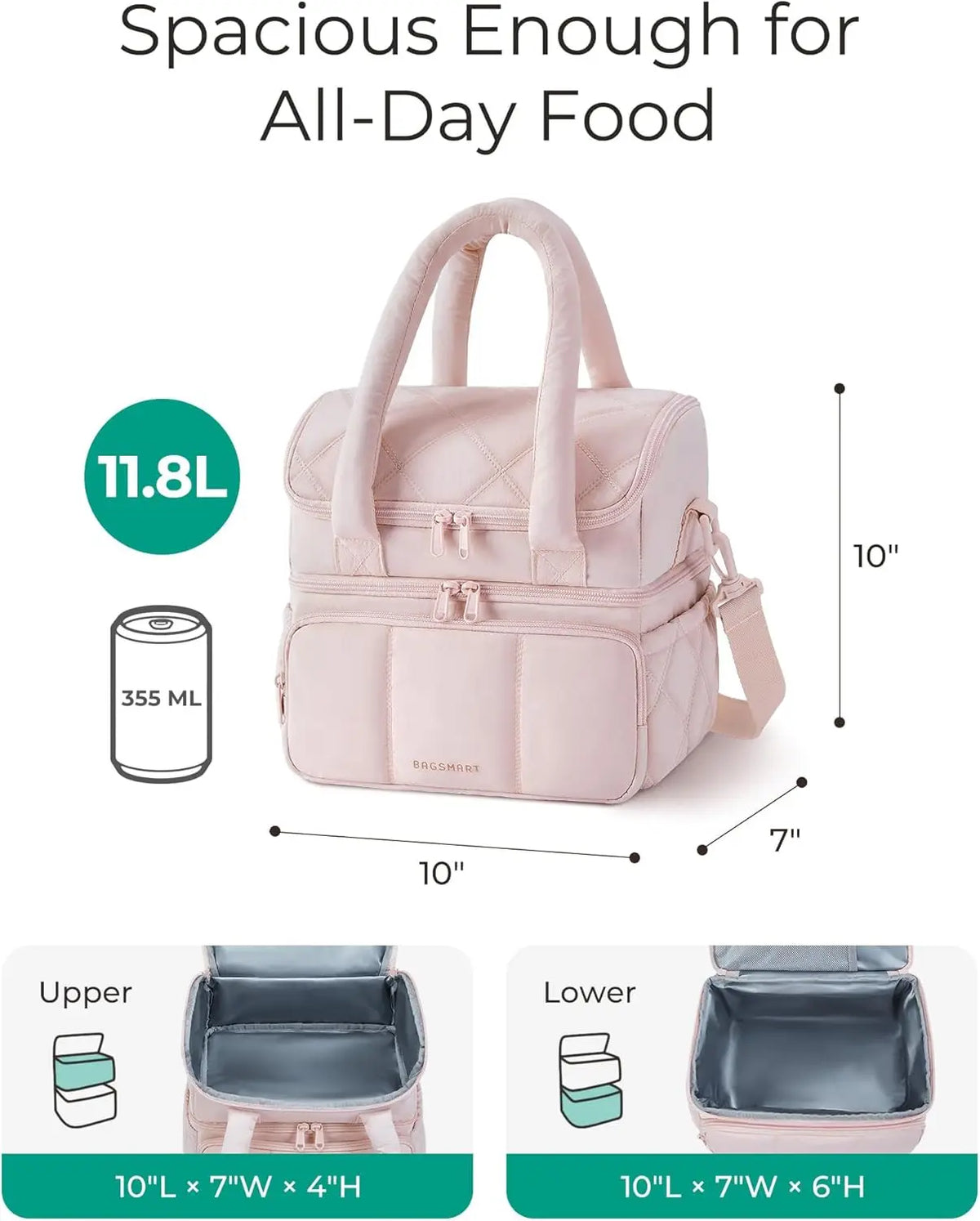 Insulated Double-Deck Lunch Bag with Leakproof Lining