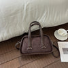Vintage Croc-Embossed Mini Boston Bag with Dual Straps