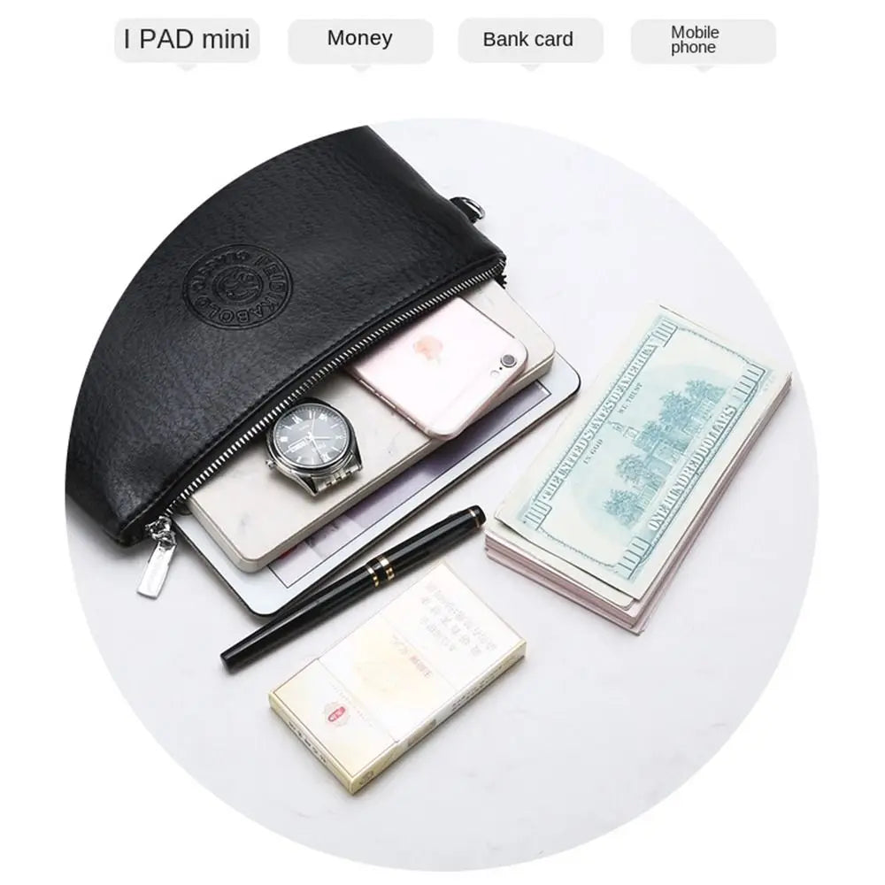 Men's PU Leather Clutch Bag with Large Capacity