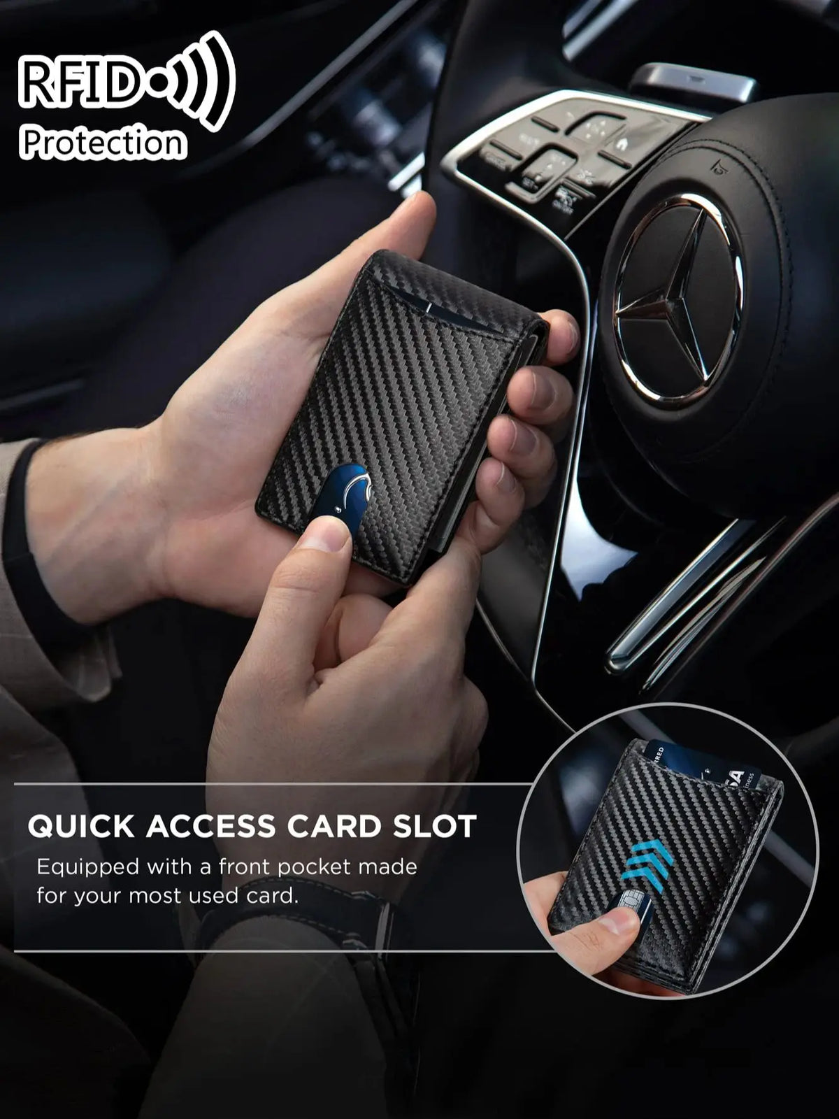 Ultra-Slim Carbon Fiber RFID Blocking Wallet