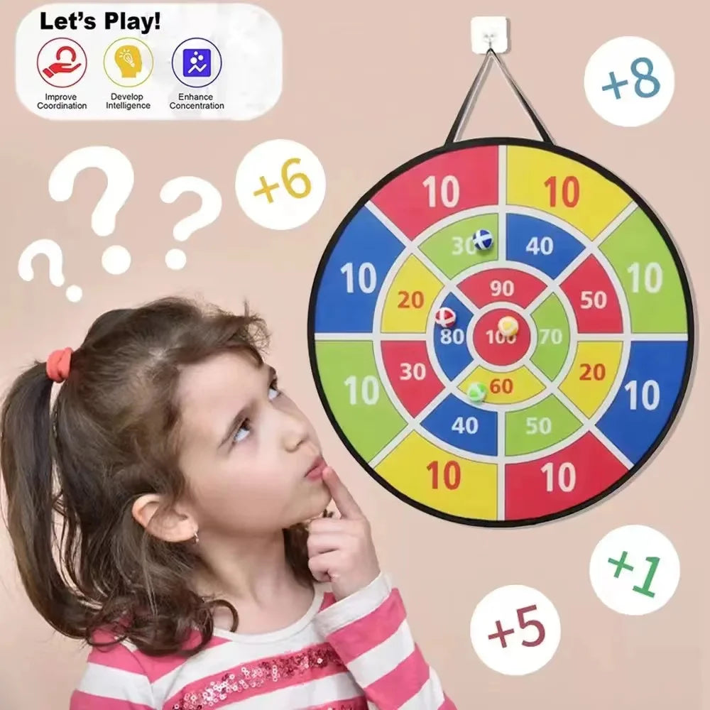 Sticky Ball Dart Board Set for Kids – Double-Sided Educational Family Game