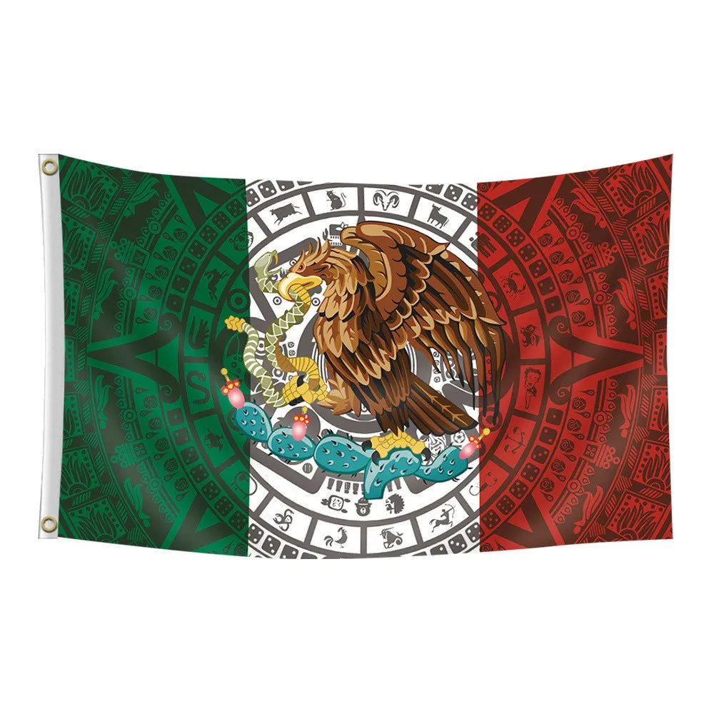 Aztec Eagle Calendar Decorative Flag
