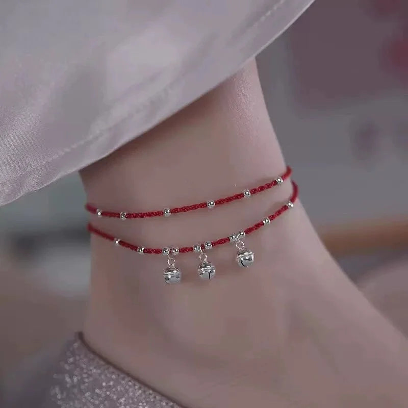 Handwoven Crystal Anklet with Natural Stone Charms