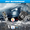 Nahaufnahme einer IP67 wasserdichten LED-Auto-Scheinwerferbirne, die im Wasser getestet wird, um die Temperaturbeständigkeit 