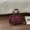 Vintage Croc-Embossed Mini Boston Bag with Dual Straps