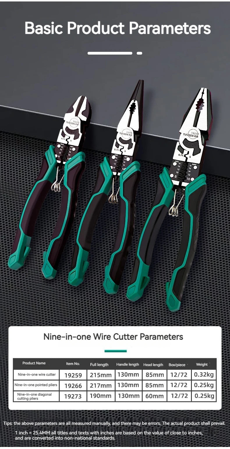 9-in-1 Multifunctional Wire Stripping Pliers with Crimping Action