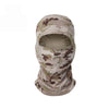 A camouflage patterned stretchy breathable balaclava cap for outdoor sports.
