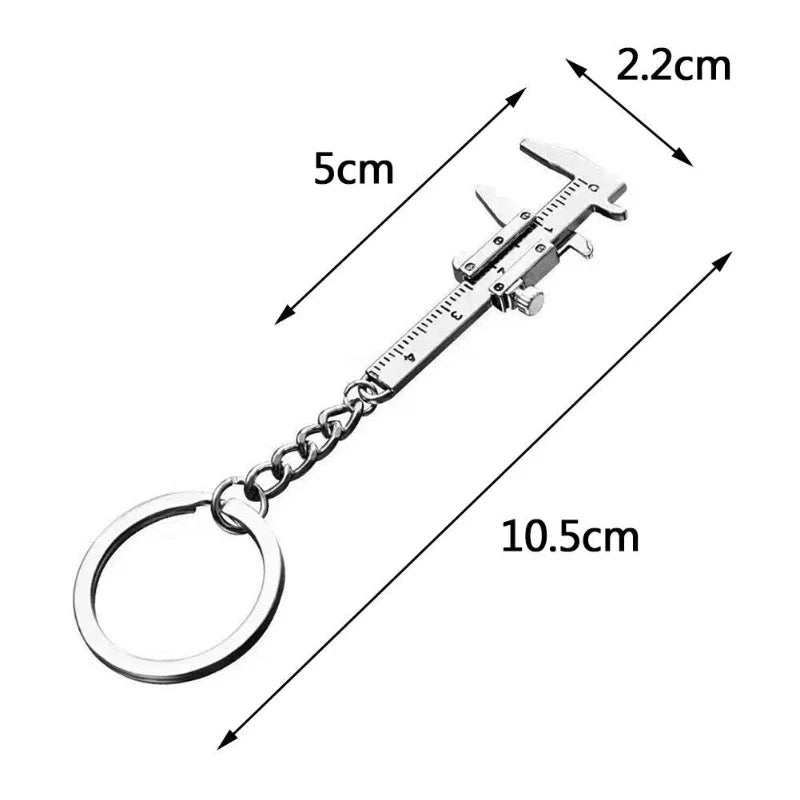 Mini Metal Vernier Caliper Keychain with Ruler