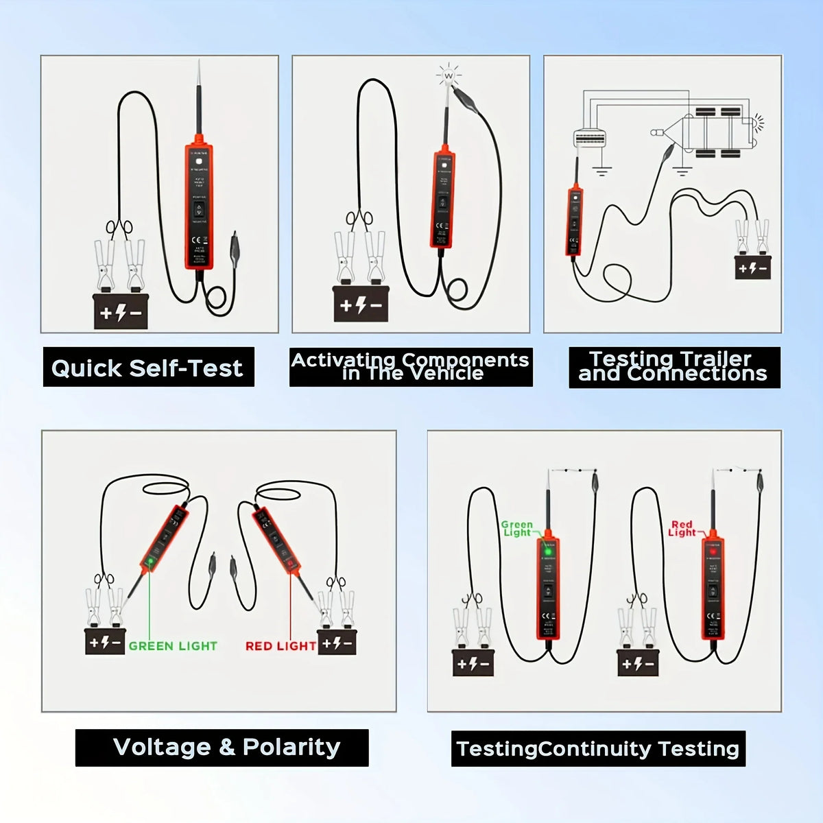 6V-24V Automotive Circuit Tester with Polarity & Continuity Diagnostics