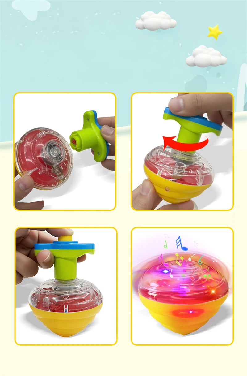Musical Light-Up Spinning Top with Launcher