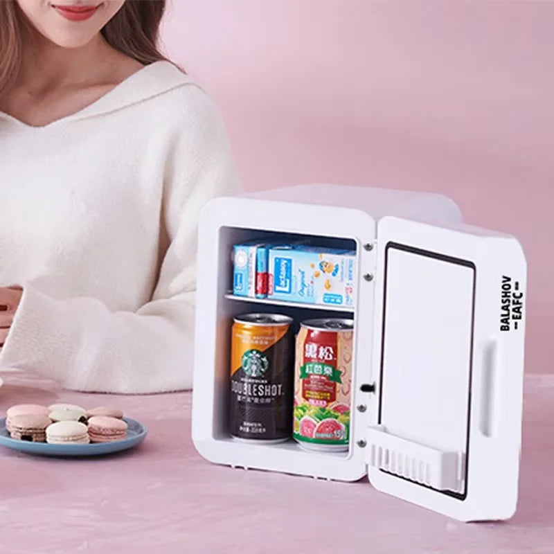 Compact LED Makeup Fridge with Mirror