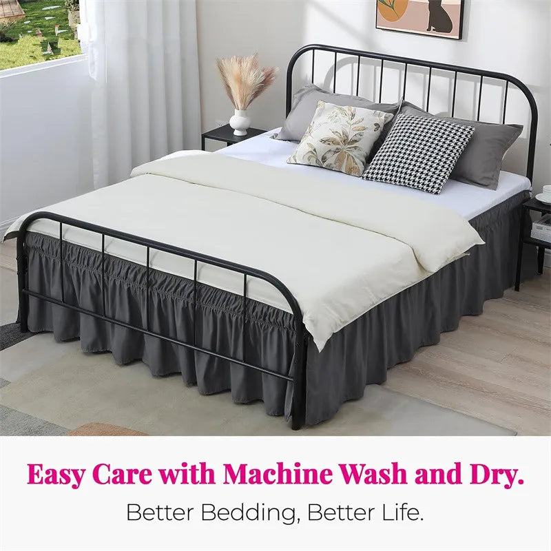 Ruffled Bed Skirt with Split Corners and Elastic Wrap