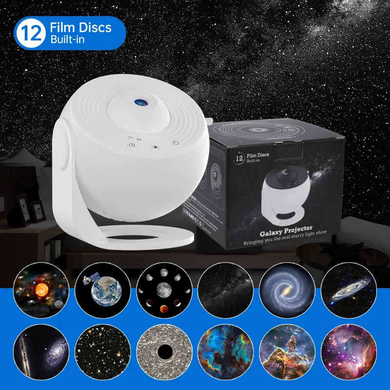 Galaxy Star Projector Night Light with 12 Film Slides