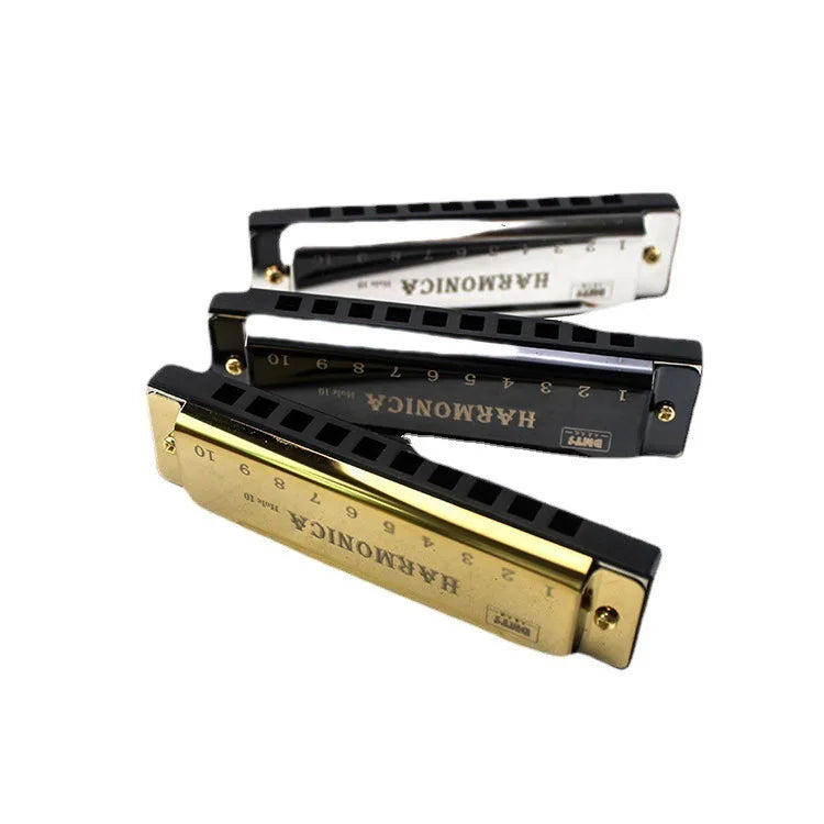 10-Hole Chromatic Harmonica in C - Beginner-Friendly with Carry Case