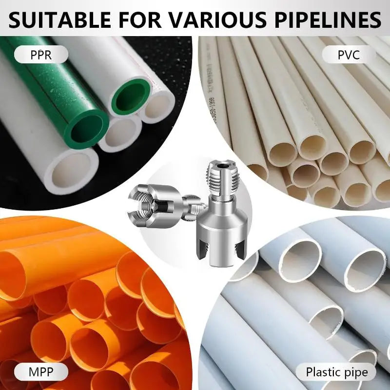 Electric Drill Compatible PVC Pipe Threader Kit for Internal and External Threads