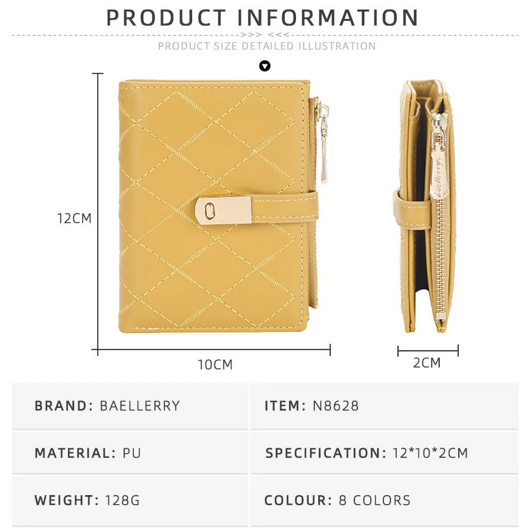 Compact PU Leather Wallet for Women with Card Slots and Coin Pocket