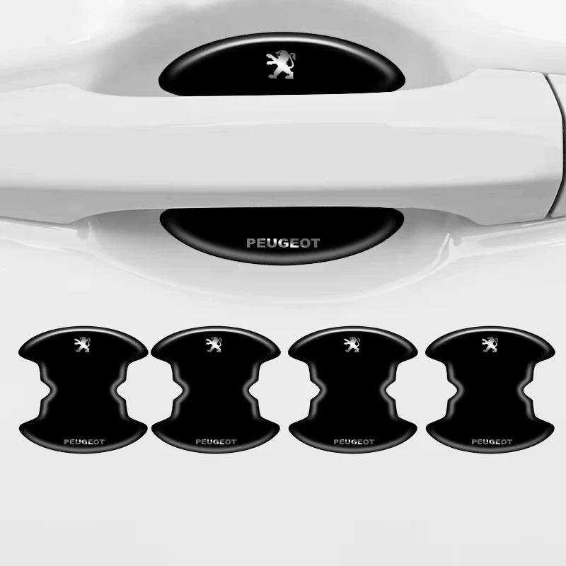 Black protective stickers for car door handles and bowls, anti-scratch film for Peugeot models