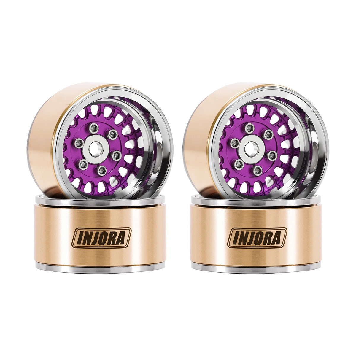 INJORA 1.0" Modular Beadlock Wheels for 1/18 1/24 RC Crawlers - Brass & Aluminum