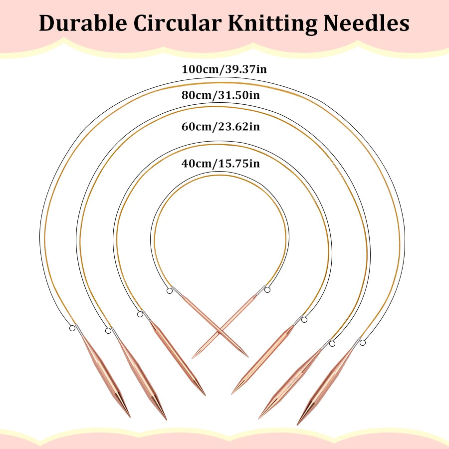 Portable Bamboo Circular Knitting Needle Set with Storage Case