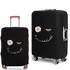 Black elastic suitcase protective cover featuring a daisy print design.
