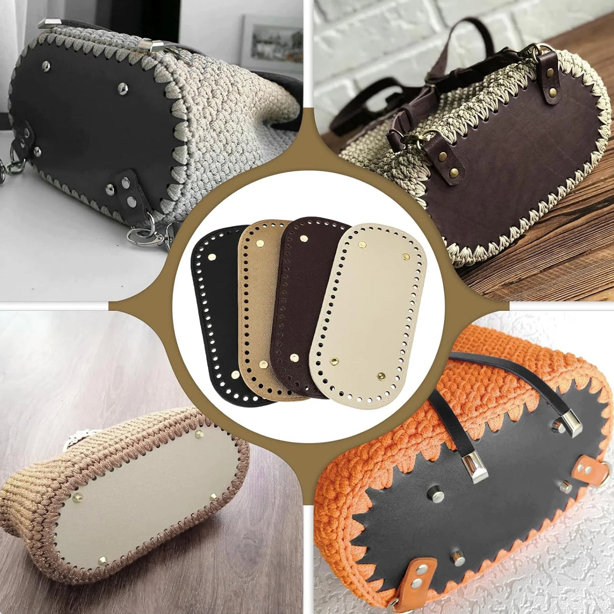 PU Leather Crochet Bag Base with Metal Feet