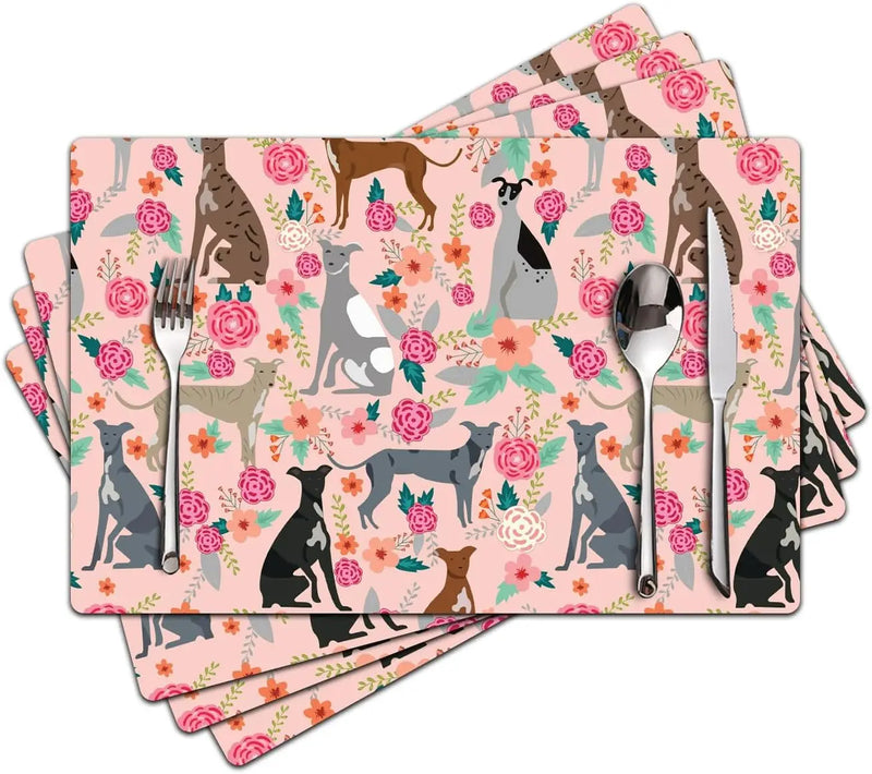 Floral Linen Placemats for Dining Table