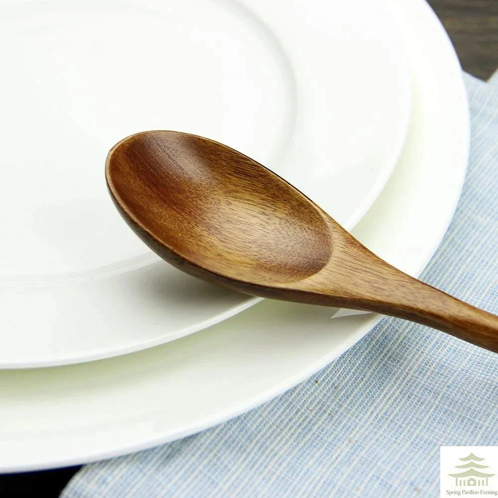 Natural Wooden Spoon and Fork Set (5 Pieces)