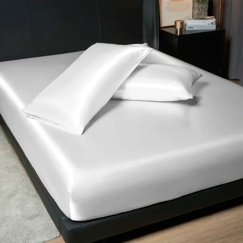 Luxury Satin Fitted Sheet Set with Pillowcases