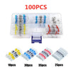 A set of waterproof heat shrink solder wire connectors in various quantities, including 10pcs, 30pcs, 35pcs, and 25pcs.