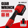 Red M-Walk brushless drill and wrench tool with a black handle and battery.