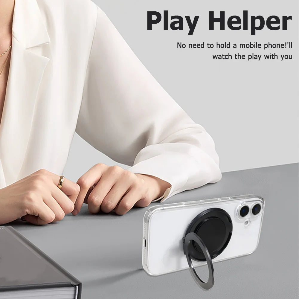 360° Rotatable Phone Ring Kickstand – Foldable Grip & Desktop Stand