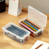 Large Clear Plastic Storage Box with Hinged Lid – 12L, 21 x 14 x 8 cm, Office & Jewelry Organizer
