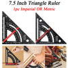 7.5-Inch Adjustable Aluminum Alloy Triangle Ruler with Protractor