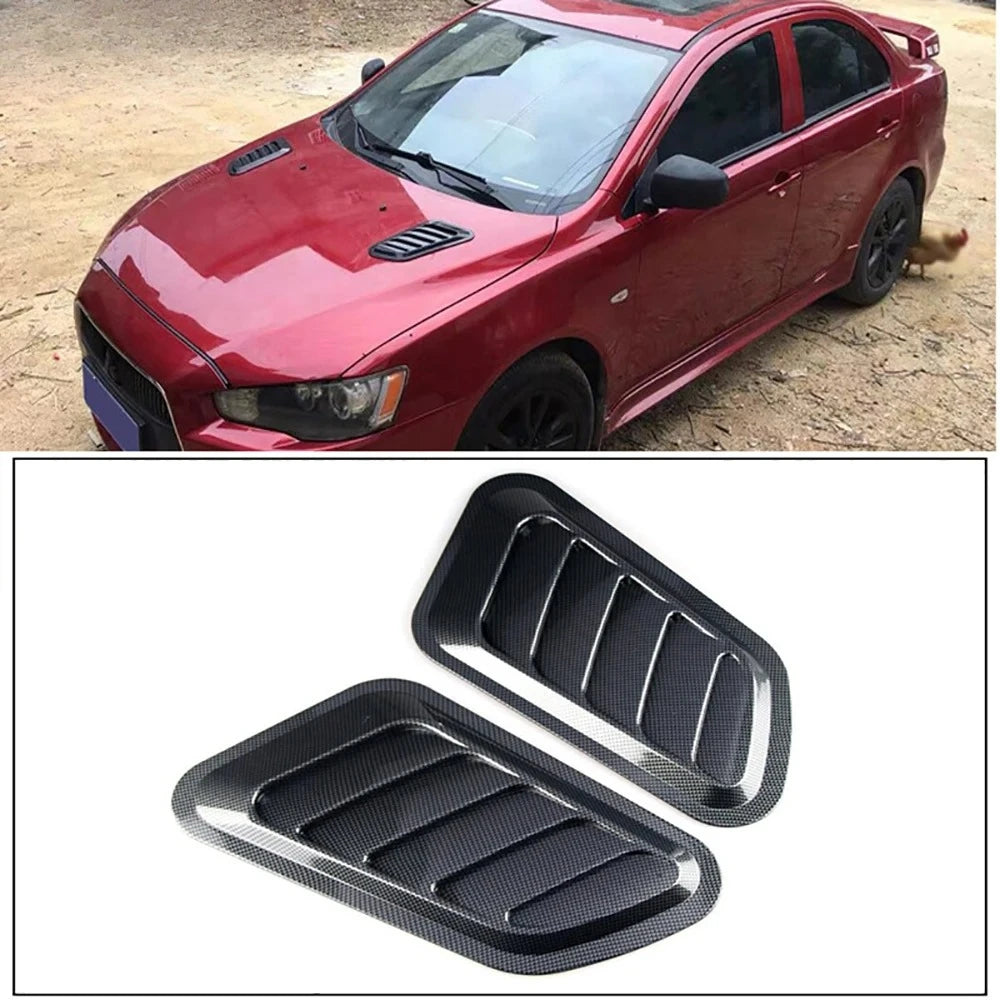 Carbon Fiber Style Car Hood Scoop Vent Covers (Pair)